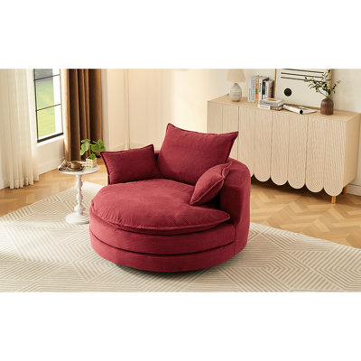 Méridienne pivotante rouge à 360 ° avec coussins à deux couches, 3 coussins amovibles, profondeur de siège de 38 pouces, velours côtelé moelleux pour une détente confortable dans la chambre à coucher ou un coussin décoratif d'hôtel, tout le corps