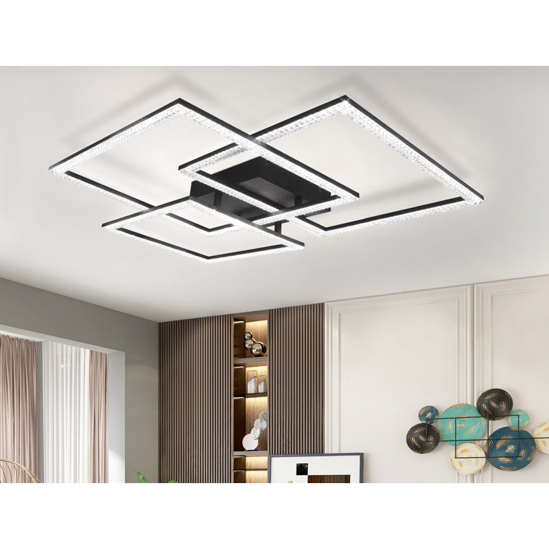 Birkle Crystal Led Flush Mount, Black