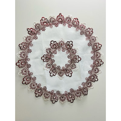 Lace Tablecloth (33" Round)-White/Grey
