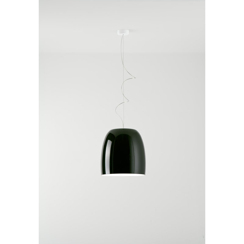 1 - Light Matt White LED Dome Pendant, Black/White, 200cm H x 36cm W x 36cm D, No