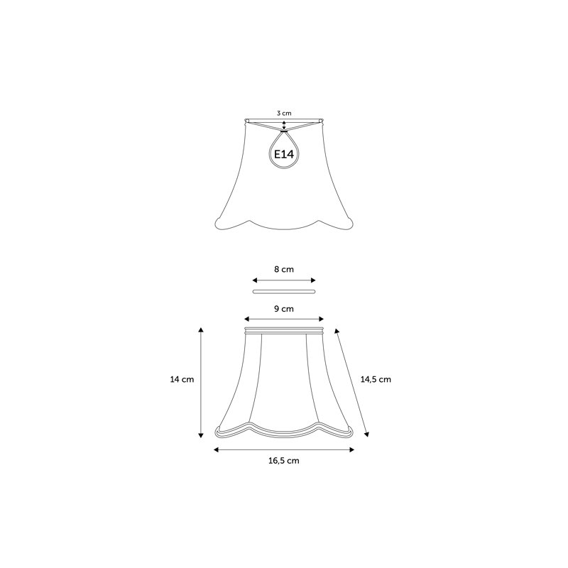 14cm H Cotton Bell Candelabra Shade ( Clip On ) in Cream