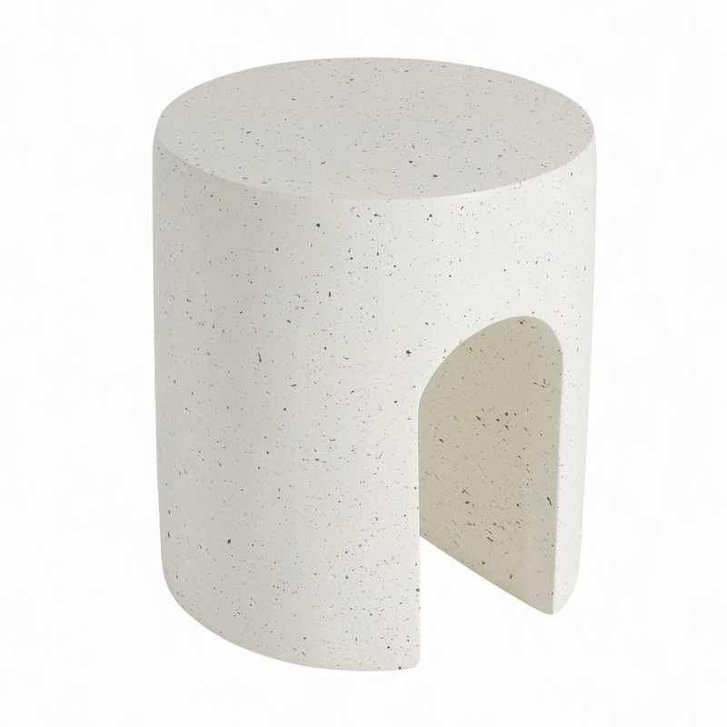 Table d'appoint d'extérieur MGO, table d'appoint Terrazzo en travertin pour patio / cour arrière