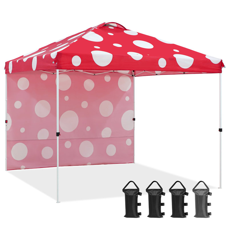 10 ft. Red Mushroom Steel Pop-Up Canopy with White Frame