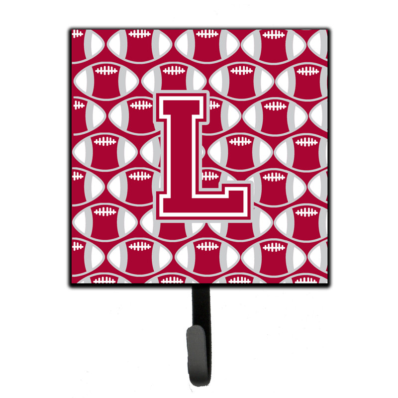 Porte-clés mural avec crochets pour clés Bickler Football, Lettre L, Cramoisi / gris / blanc