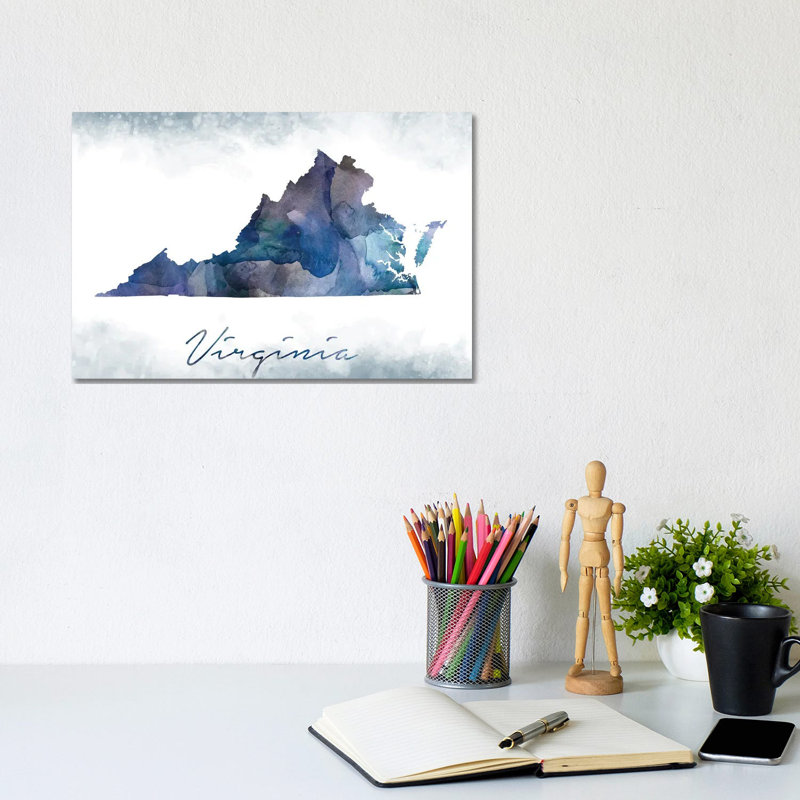 Virginia State Bluish - Wrapped Canvas Painting, 20.32cm H x 30.48cm W x 1.91cm D