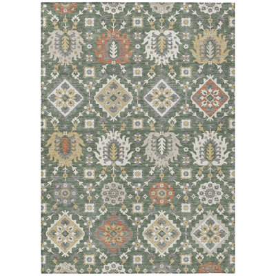 Machine Washable Indoor/Outdoor Husby ACN2200 Bohemian Rug
