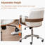 Chaise de bureau pivotante en similicuir inclinable et réglable en hauteur avec design en bois courbé-1603056805