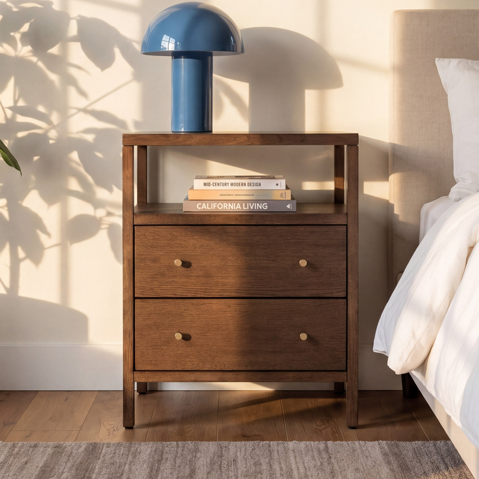 Sloane 2-Drawer Nightstand, Walnut Brown