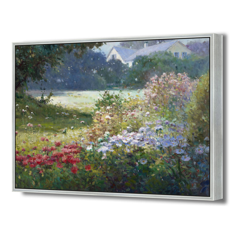 «Cottage Garden Après-midi», H 32 po x l 42 po, Argent argent
