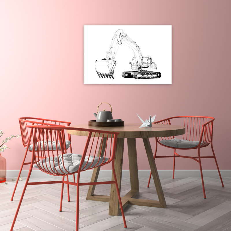 Croquis d'excavatrice industrielle - Affiche murale industrielle, H 24 po x l 36 po