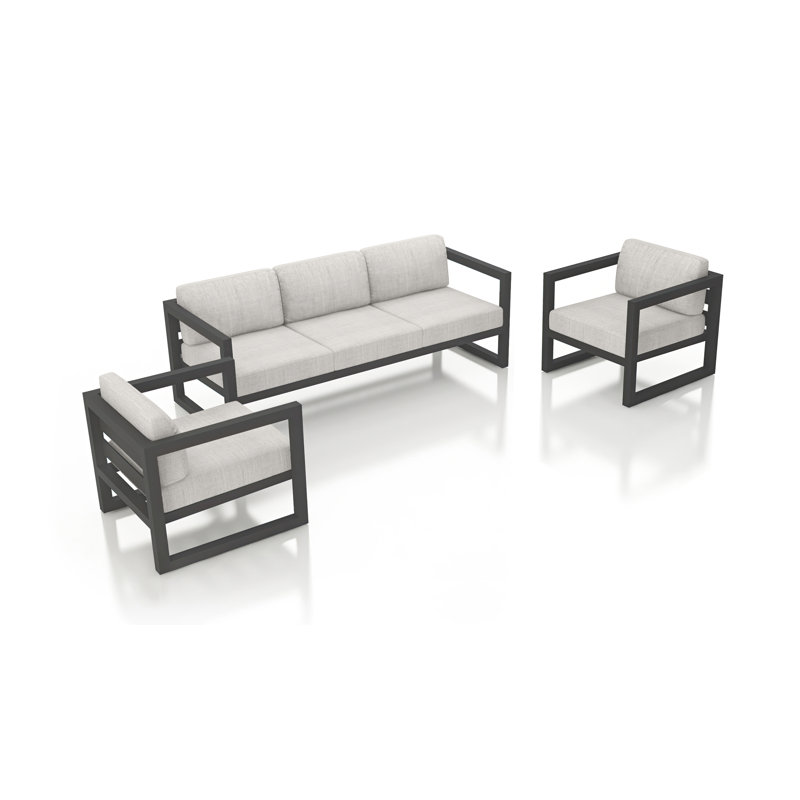 Ensemble de conversation d'extérieur pour 5 personnes avec coussins Avion, Argent coulé Sunbrella®