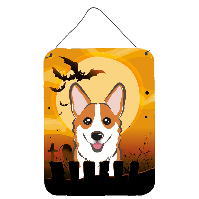 « halloween », impression sur plaque, H 8 po x l 12 po, Corgi