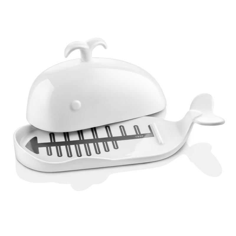 Beurrier en céramique, avec couvercle et guide de mesure, sarcelle, rangement sur le comptoir, H 4 po x l 9 po x P 3,5 po