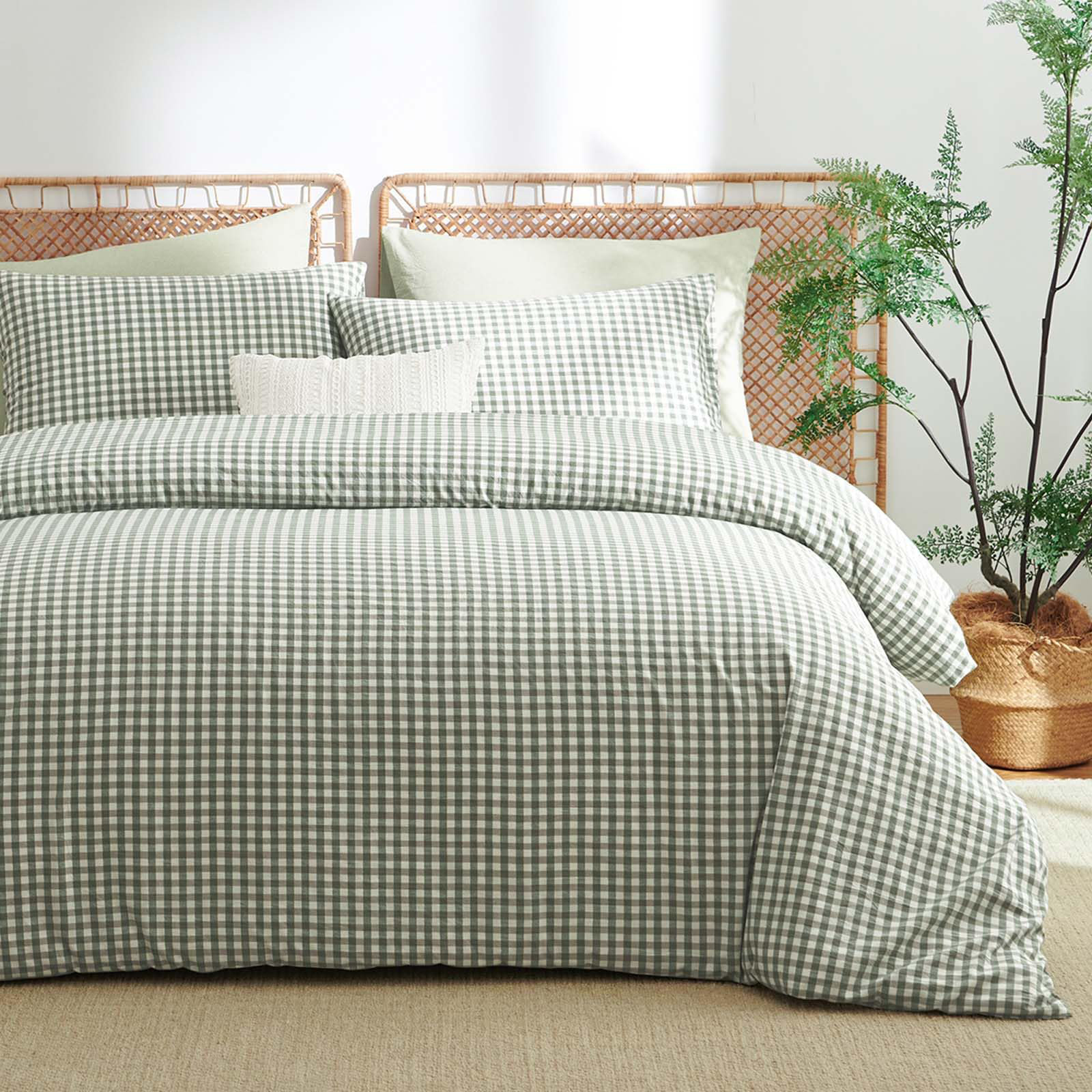 KING SIZE Nayoroom 3 Pieces Gingham Duvet Cover 100% Washed Cotton Plaid Checkered Duvet Cover Set Modern Grid Bedding Set With Zipper Closure Corner Ties & Reviews | Wayfair