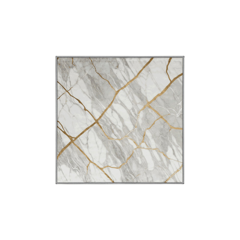 Tapis gris soyeux et moelleux, Carré 4 pi