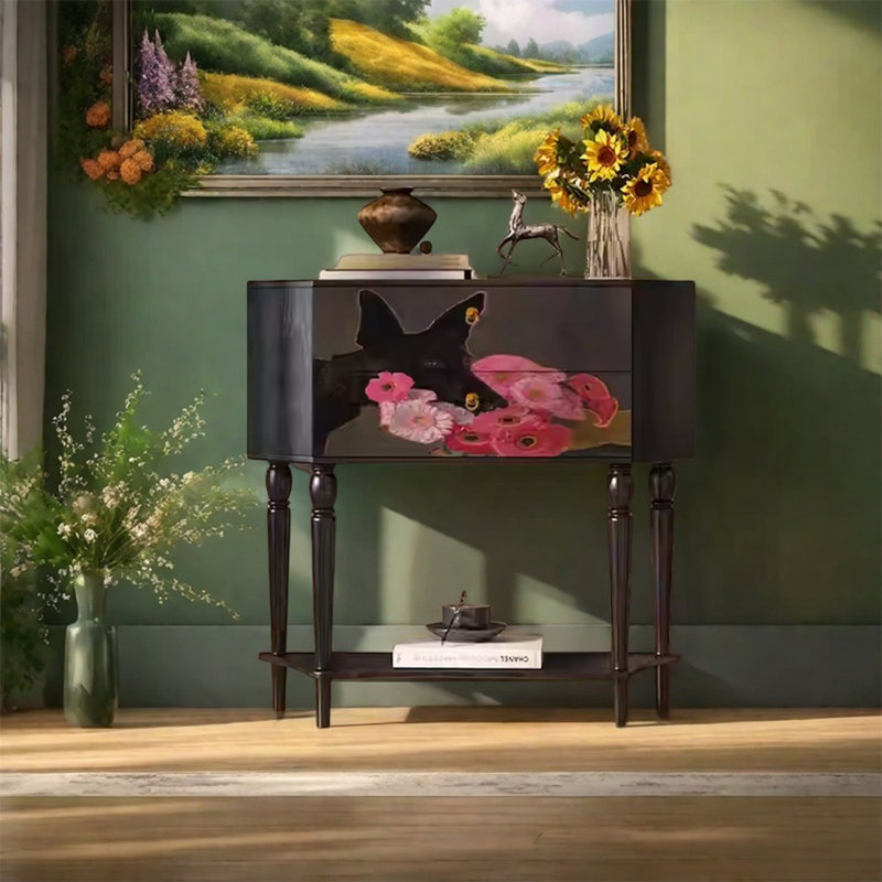 Armoire de rangement avec structure en bois de frêne et pieds solides, Noir, noir, noir, noir