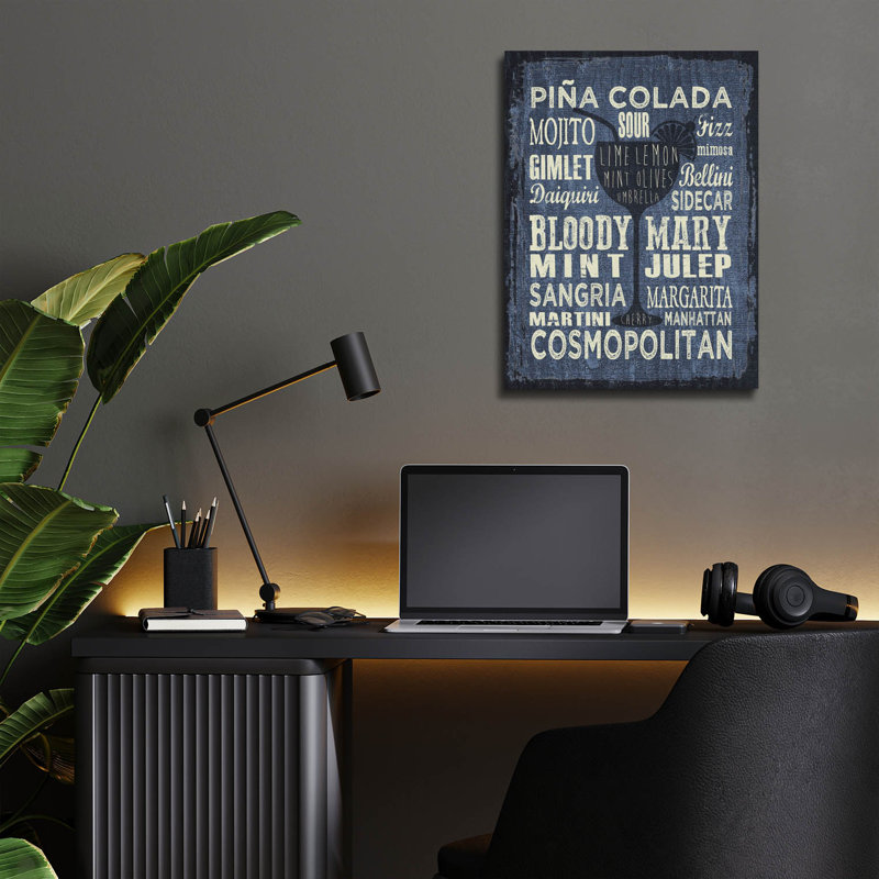 «Cocktail Sign 3» par Erin Clark, art mural en verre acrylique, H 16 po x l 12 po x P 0,13 po