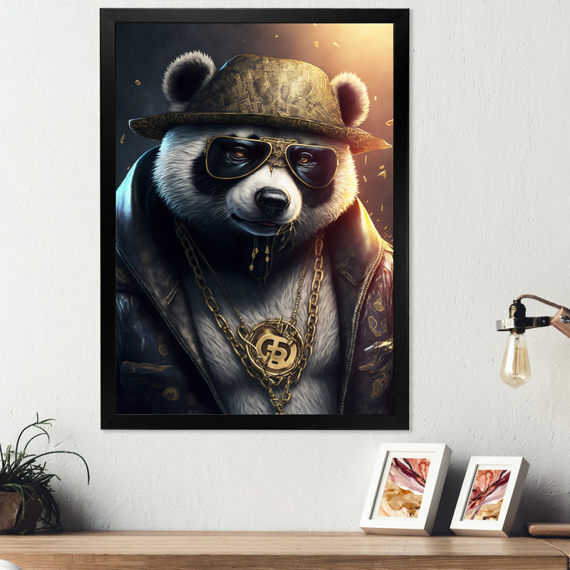 «Panda Gangster in NYC I», impression sur toile, Impression noire sur toile encadrée, H 20 po x l 12 po x P 1 po