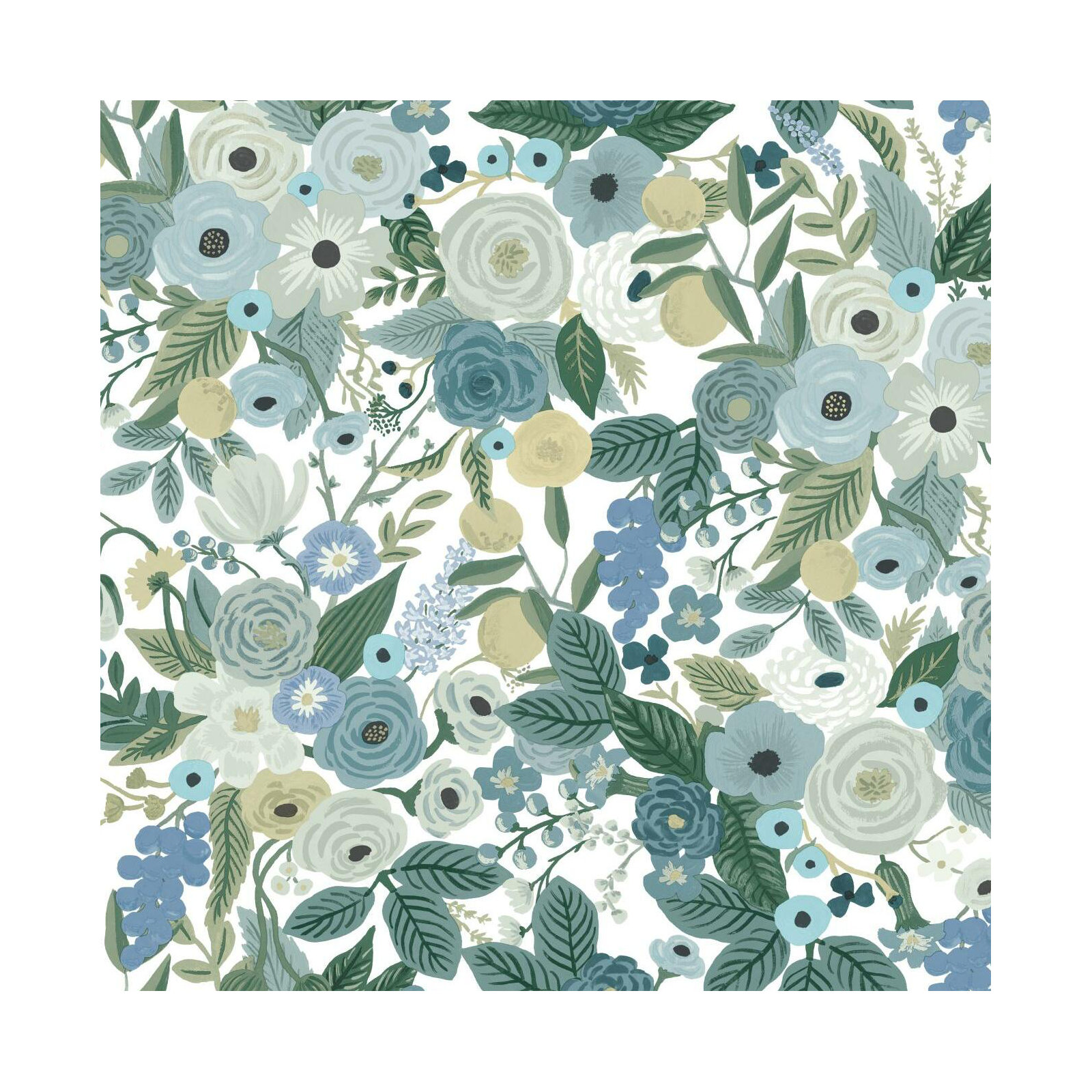 Garden Party 20' L x 27" W Peel and Stick Wallpaper Roll, Blue