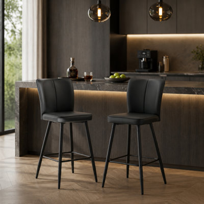 Ensemble de chaises de bar modernes de 40 po de hauteur, tabouret de cuisine à hauteur de comptoir, cuir synthétique (ensemble de 2)