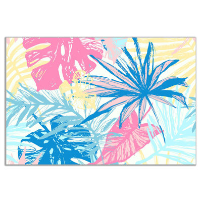 Grunge Textured Tropical Leaves - Wrapped Canvas Print