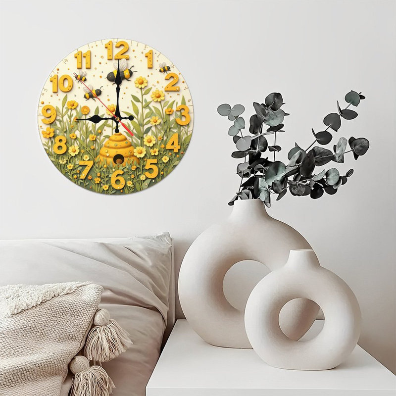 Horloge abeilles fleurs de jardin