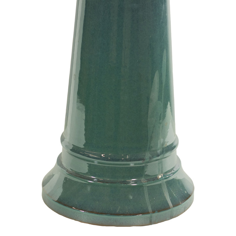 Rennes Glazed Ceramic Bird Bath - Turquoise