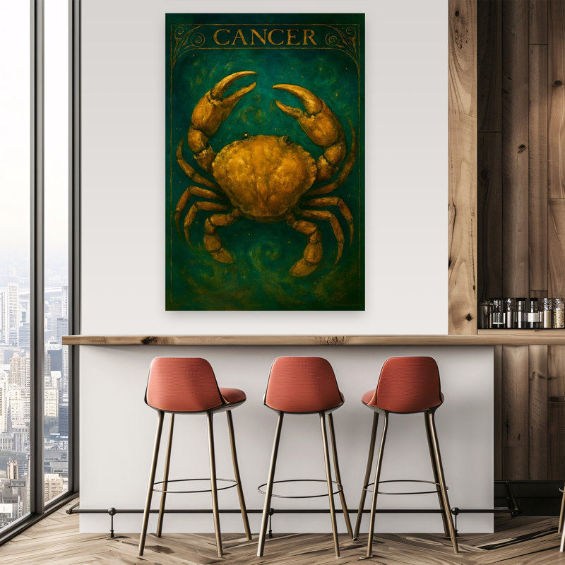 Celestial Cancer Crab Mystical Contemporary Crab Ocean Wall Art Print, 152.4cm H x 101.6cm W