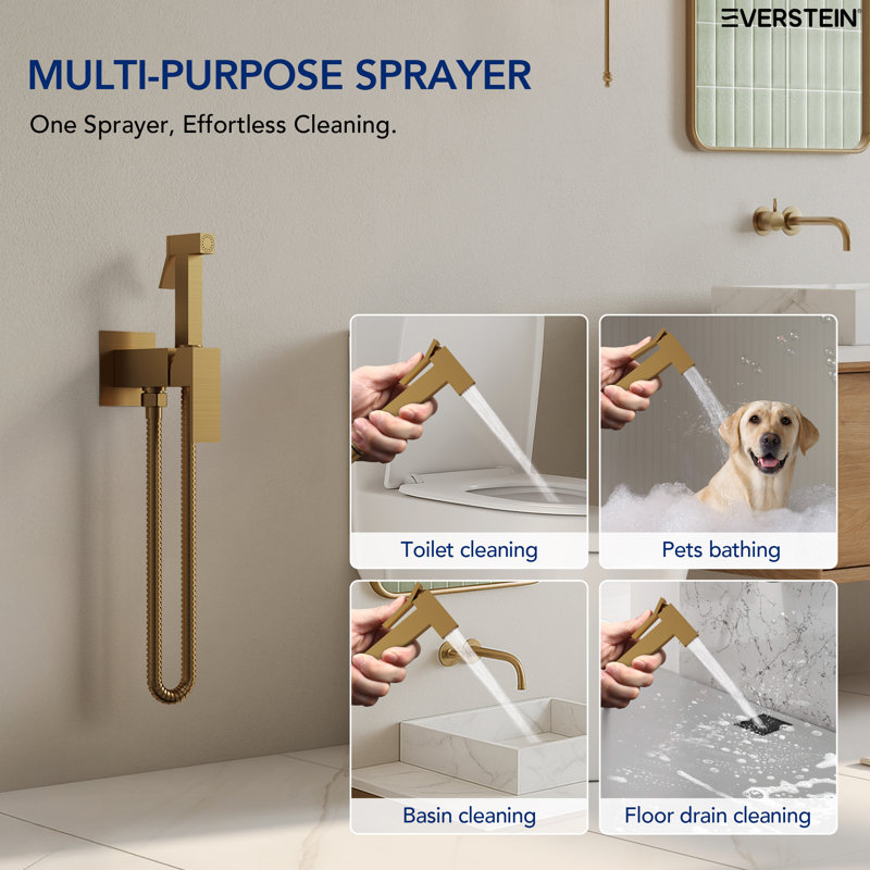 Multi-Purpose Handheld Bidet Sprayer With Temperature Control, Brushed Gold