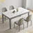 White + Gray Rectangular Sintered Stone + Solid Wood Dining Table-1523287047