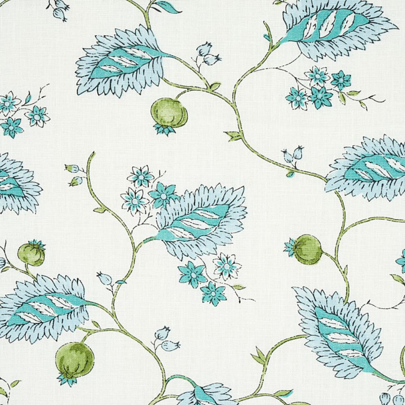 Maryam Vine Fabric, Peacock