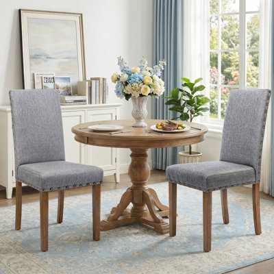 Behare Dining Chair - Modern Upholstered High Back with Nailhead Trim