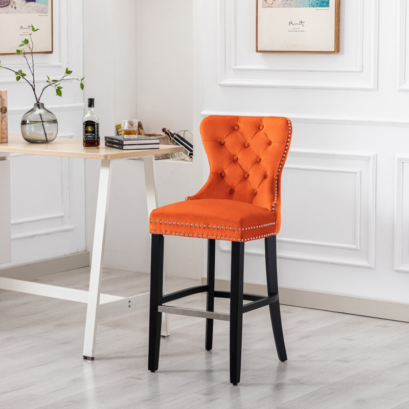 Tabouret de bar et de comptoir Kirsten, Tabouret de bar (siège d'une hauteur de 29 po), Orange / cadre noir