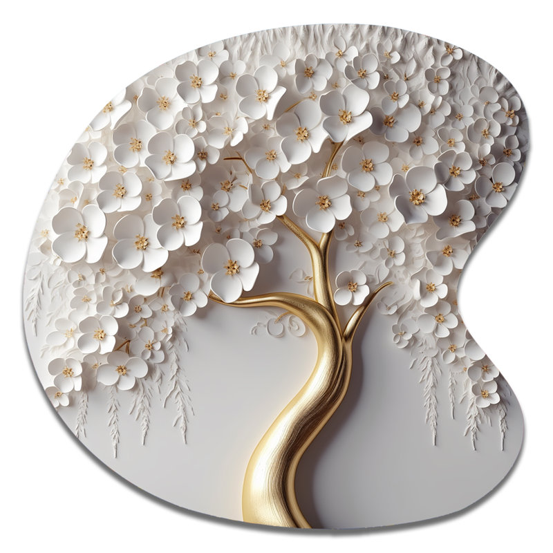 Yateley - Art mural asymétrique en métal à motif floral, H 33 po x l 33 po