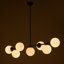 7-Light Glass Globe Modern Black Linear Chandelier for Dining Room-1486637219