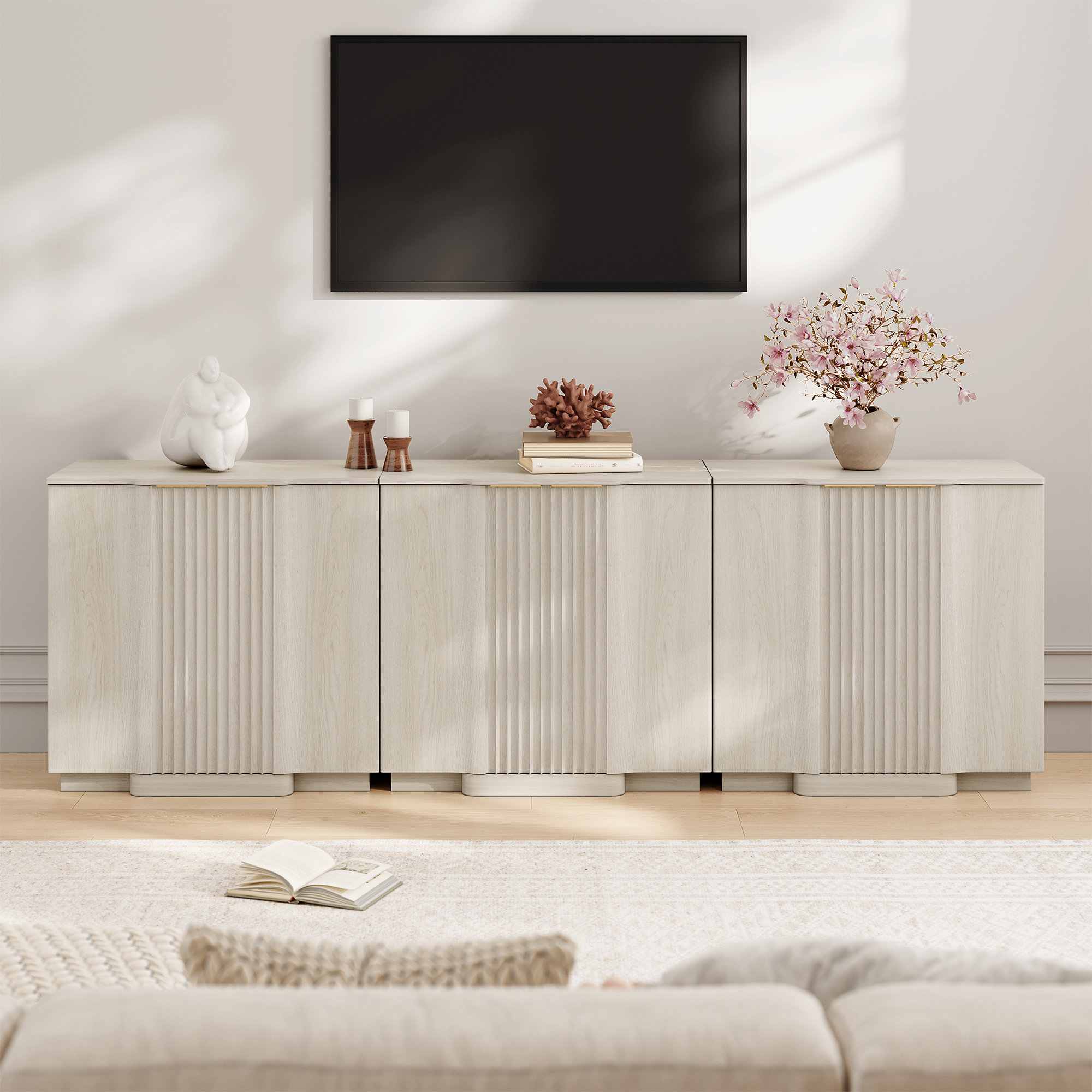 Latitude Run® Designer Modern Minimalist Style Fluted Panel 3-piece ...