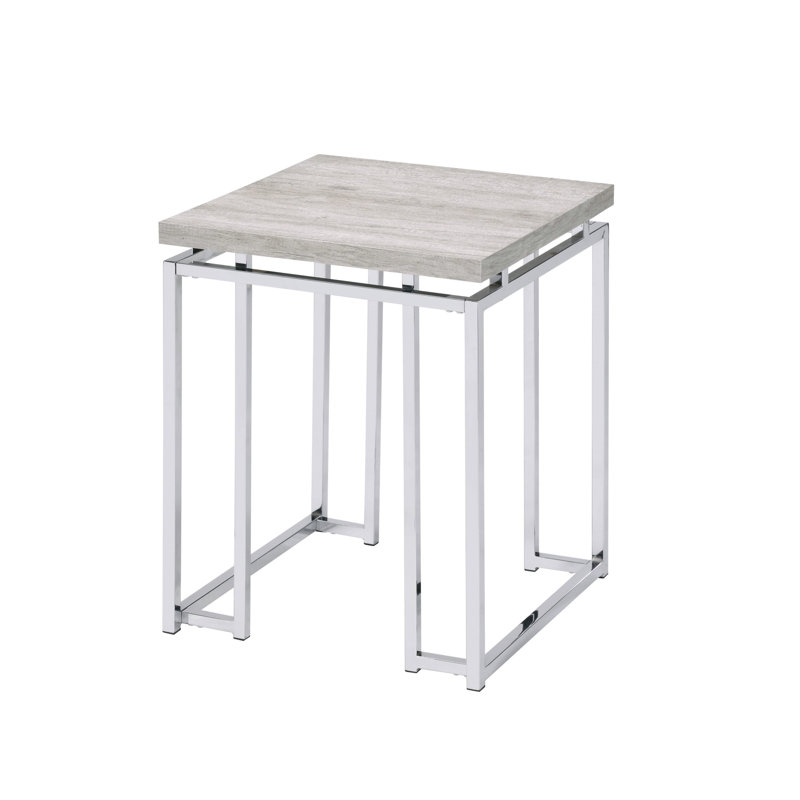 Table de bout en chêne naturel et chrome Chafik