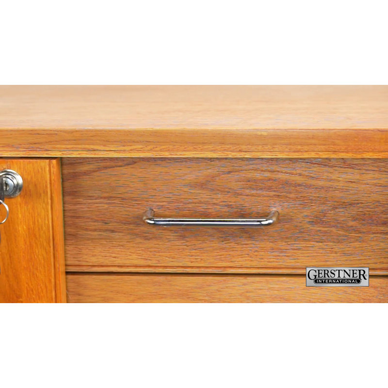 Classic American Red Oak 5-Drawer Lockable Rolling Cabinet