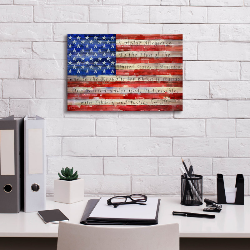 " All American Flag Script " by Paul Brent, 12" H x 18" W x 0.75" D