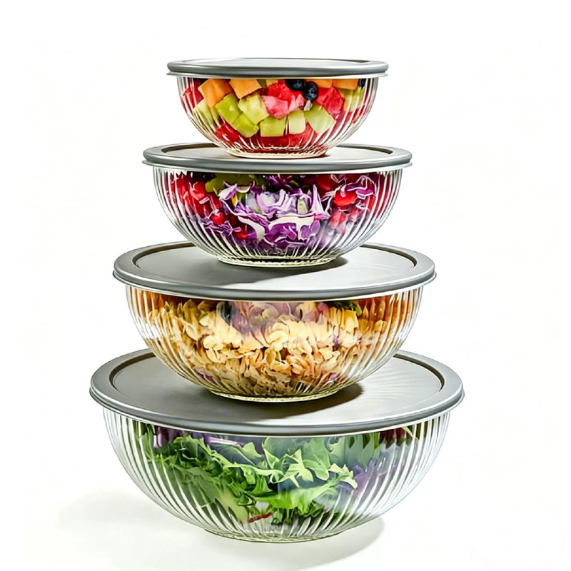 Ribbed High-Borosilicate Glass Storage Bowls