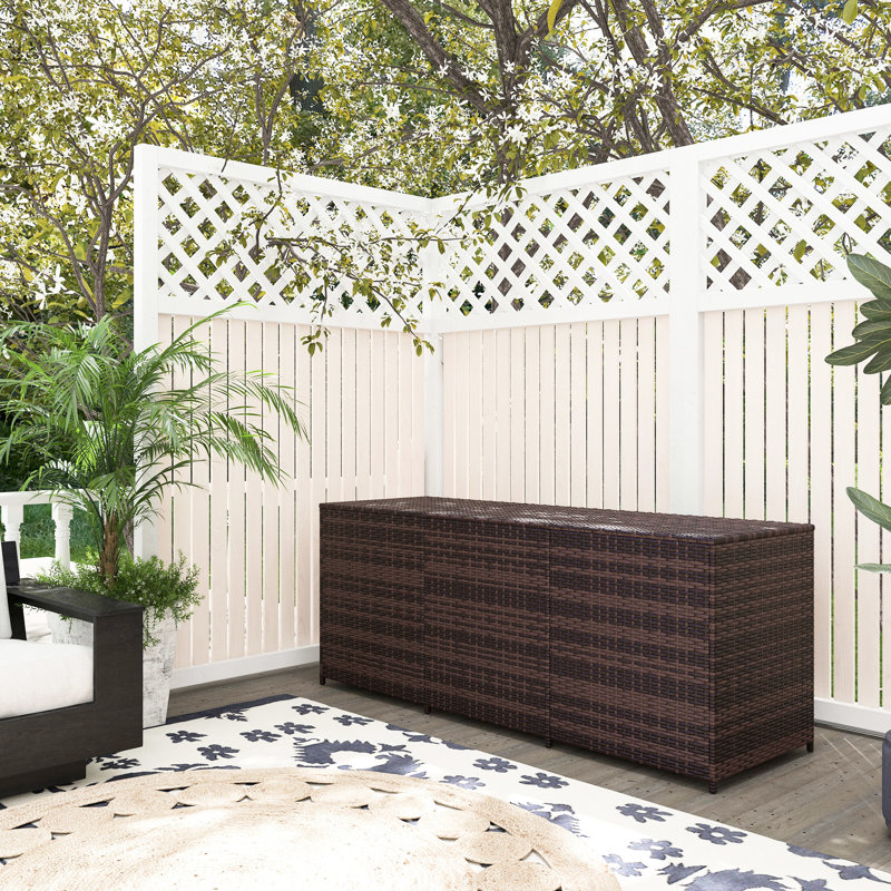 Pe Deck Box For Outdoor - 175 Gallon Storage With Inner Liner Pool Brown Patio, , Garden Tools Mixed