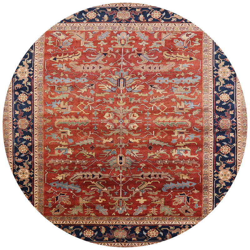 Tapis brun à motif oriental, Rond 7 pi