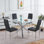 1+4,5pieces dining set, Table metal leg Mid-century Dining Table for 4-6 people With Glass Table Top