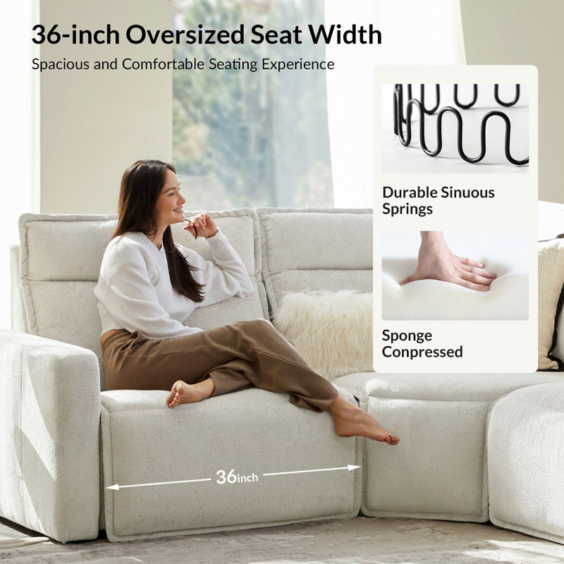 Majida 83"W Oversized Modular Wall-Hugging Power Reclining Sofa with One Reclining Seat, Dawn Glow