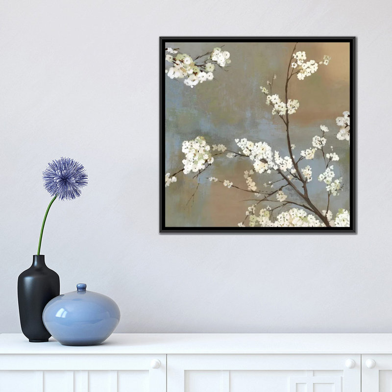 « ode to spring i », impression sur toile, H 18 po x l 18 po x P 1,5 po, Toile avec cadre noir, Pas de tapis