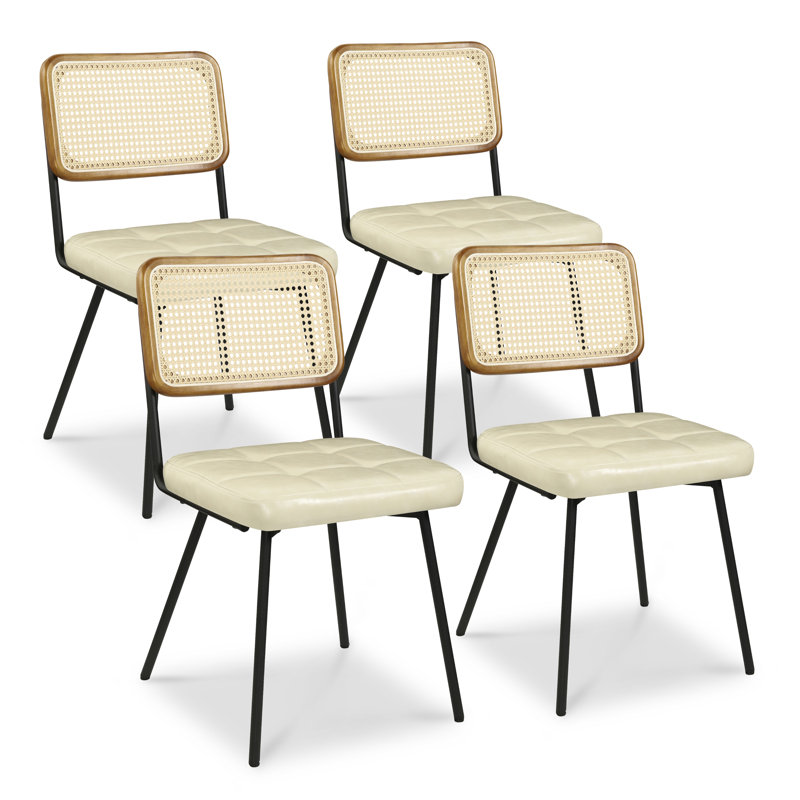 Chaise d'appoint de salle à manger rembourrée Bowens, Blanc cassé