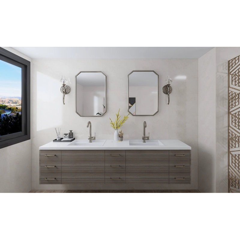 Meuble-lavabo double 87,5 po Richmond, prêt à installer, Gris argenté