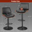 Ensemble de 2 tabourets de bar pivotants à hauteur réglable, dossier en bois cintré, siège en similicuir et repose-pieds - Chaises modernes à hauteur de comptoir pour îlot de cuisine, salle à manger ou bar personnel, confortables et faciles à nettoyer-402010631-402010629