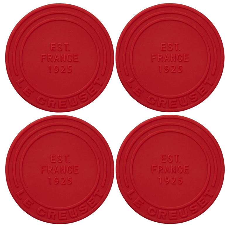 Silicone Coaster Set, Cerise