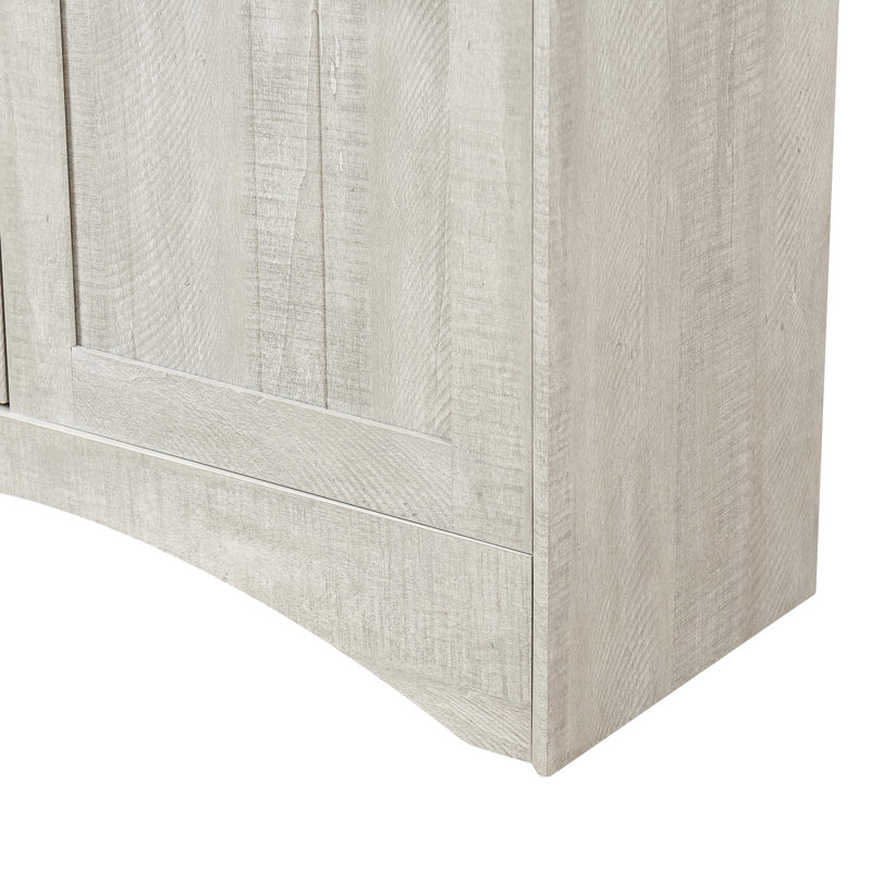 Armoire bar 71 po autoportante arquée avec support à vin amovible et tablettes réglables, Blanchies